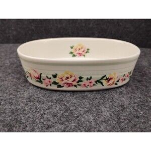 Vintage CROSCILL Porcelain Bathelle Soap Dish Cottagecore Pink Roses Japan